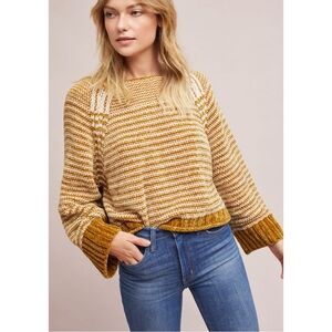 Anthropologie Oversized Chenille Striped Pullover Size XS